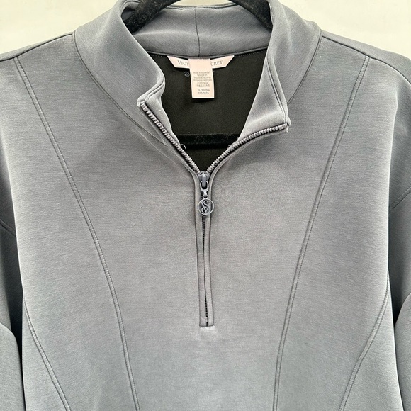 VICTORIA SECRET Grey .5 zip woman soft oversized lightweight scuba sweatshirt XL - Picture 4 of 12